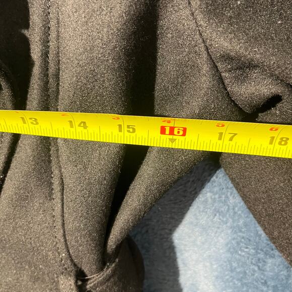 Vintage Wool Guess Black Trench Coat with Black Wrap Around Belt Woman’s Size XL - Picture 6 of 8